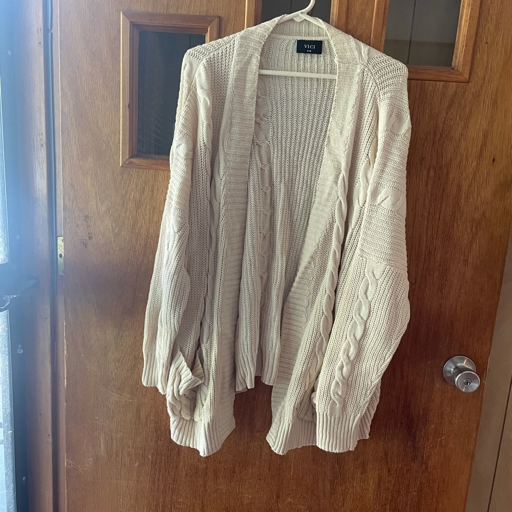 VICI Cable Knit Cardigan Cream Colored Small/Med
